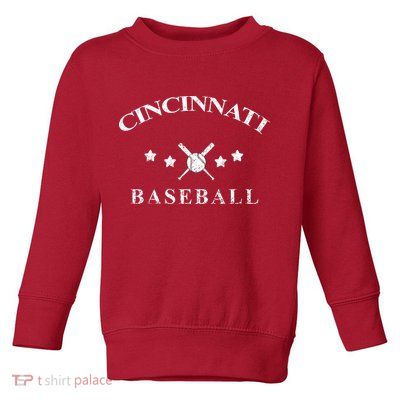 Cincinnati Vintage Baseball Throwback Retro Toddler Sweatshirt