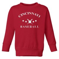 Cincinnati Vintage Baseball Throwback Retro Toddler Sweatshirt