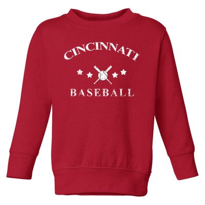 Cincinnati Vintage Baseball Throwback Retro Toddler Sweatshirt