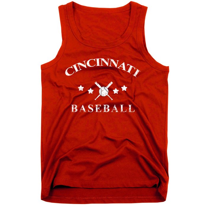 Cincinnati Vintage Baseball Throwback Retro Tank Top