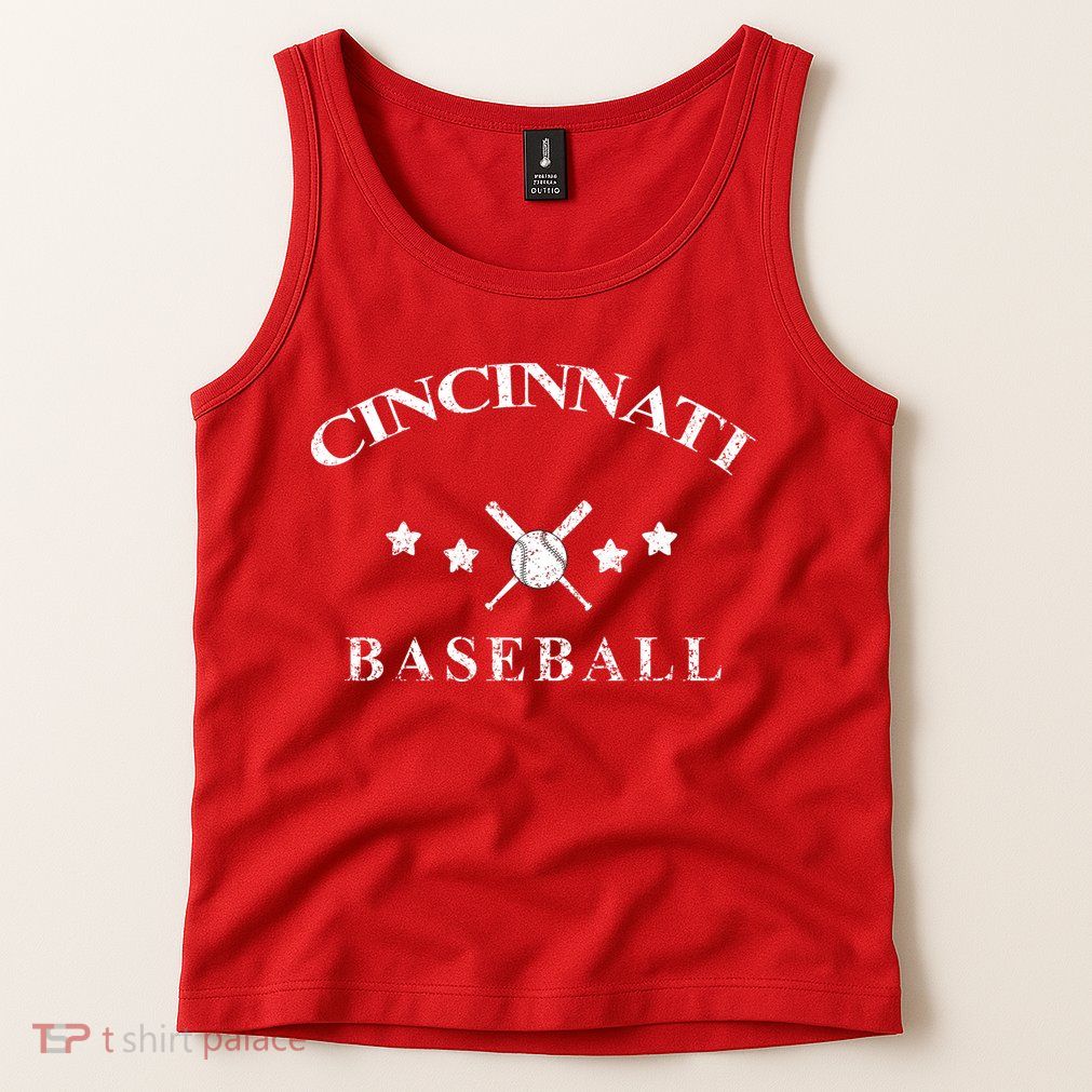 Cincinnati Vintage Baseball Throwback Retro Tank Top
