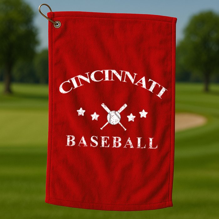 Cincinnati Vintage Baseball Throwback Retro Golf Towel