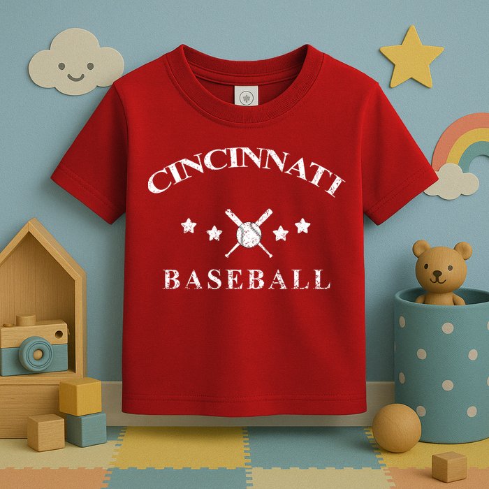 Cincinnati Vintage Baseball Throwback Retro Toddler T-Shirt