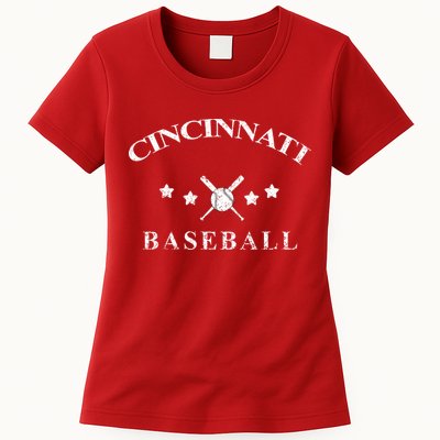 Cincinnati Vintage Baseball Throwback Retro Womens T-Shirt