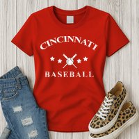 Cincinnati Vintage Baseball Throwback Retro Womens T-Shirt