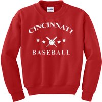 Cincinnati Vintage Baseball Throwback Retro Kids Sweatshirt