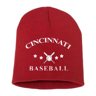 Cincinnati Vintage Baseball Throwback Retro Short Acrylic Beanie