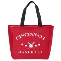 Cincinnati Vintage Baseball Throwback Retro Zip Tote Bag