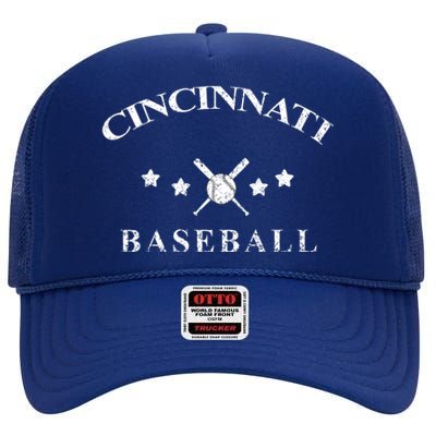 Cincinnati Vintage Baseball Throwback Retro High Crown Mesh Back Trucker Hat