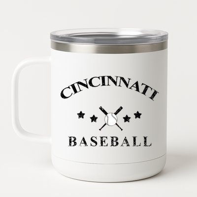 Cincinnati Vintage Baseball Throwback Retro 12 oz Stainless Steel Tumbler Cup