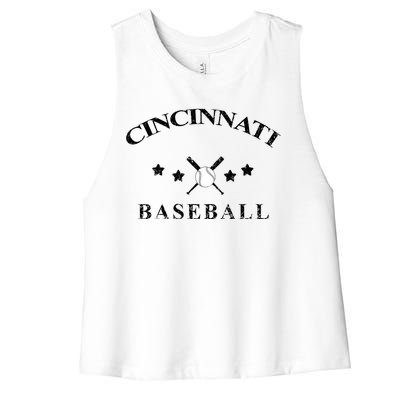 Cincinnati Vintage Baseball Throwback Retro Women's Racerback Cropped Tank