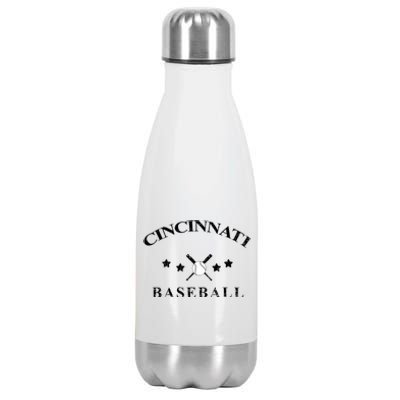 Cincinnati Vintage Baseball Throwback Retro Stainless Steel Insulated Water Bottle