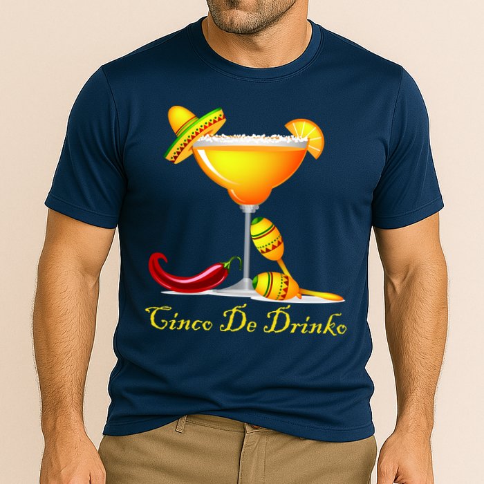 Cinco De Drinko Margarita Mayo Funny Day of the Dead Cooling Performance Crew T-Shirt