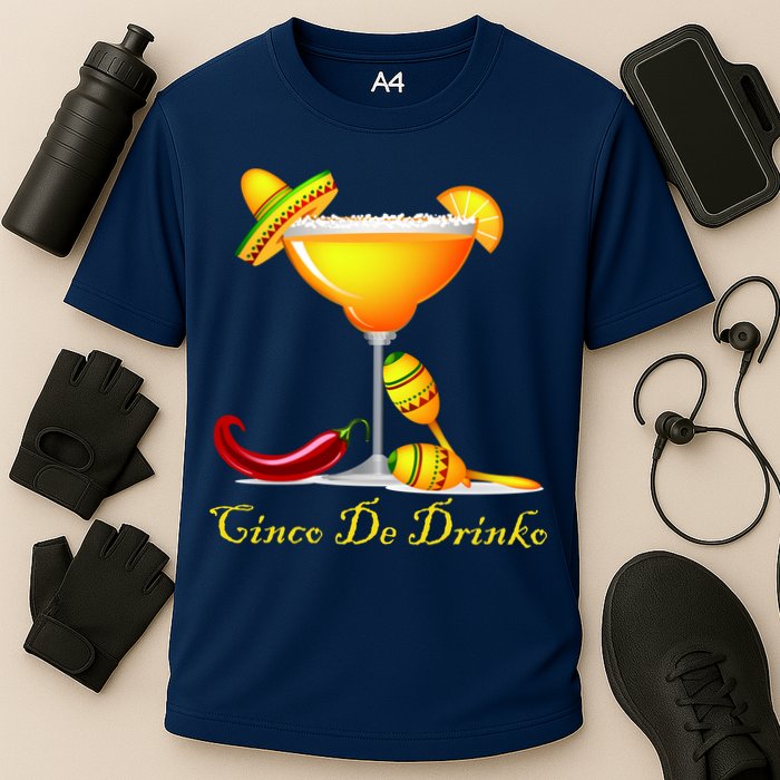 Cinco De Drinko Margarita Mayo Funny Day of the Dead Cooling Performance Crew T-Shirt