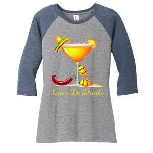 Cinco De Drinko Margarita Mayo Funny Day of the Dead Women's Tri-Blend 3/4-Sleeve Raglan Shirt