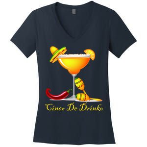 Cinco De Drinko Margarita Mayo Funny Day of the Dead Women's V-Neck T-Shirt