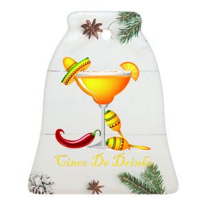 Cinco De Drinko Margarita Mayo Funny Day of the Dead Ceramic Bell Ornament