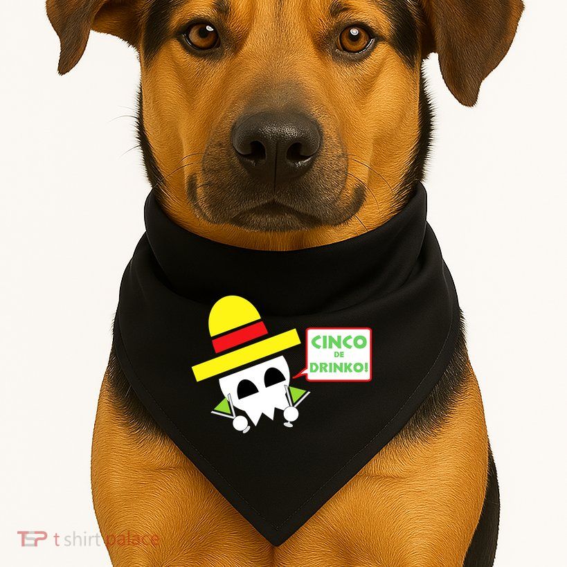 Cinco De Drinko Skull Cinco De Mayo USA-Made Doggie Bandana