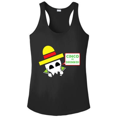 Cinco De Drinko Skull Cinco De Mayo Ladies PosiCharge Competitor Racerback Tank
