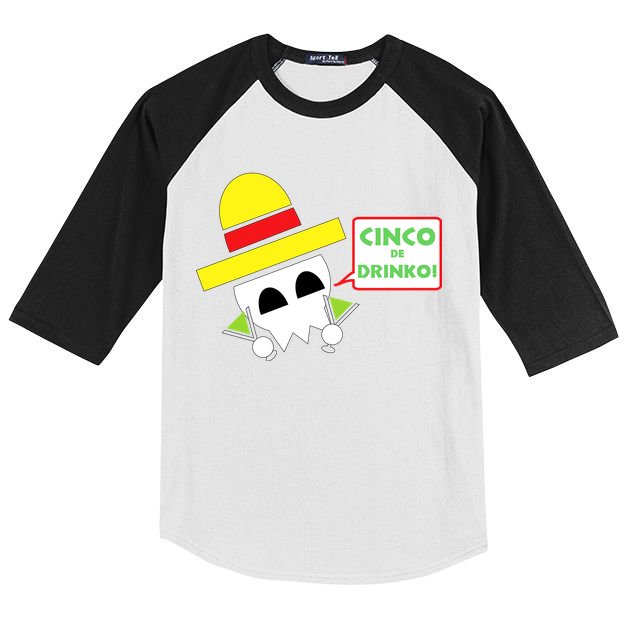 Cinco De Drinko Skull Cinco De Mayo Kids Colorblock Raglan Jersey
