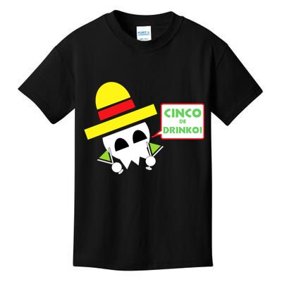 Cinco De Drinko Skull Cinco De Mayo Kids T-Shirt