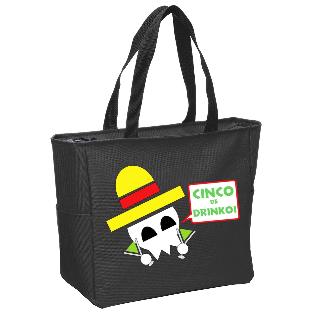 Cinco De Drinko Skull Cinco De Mayo Zip Tote Bag