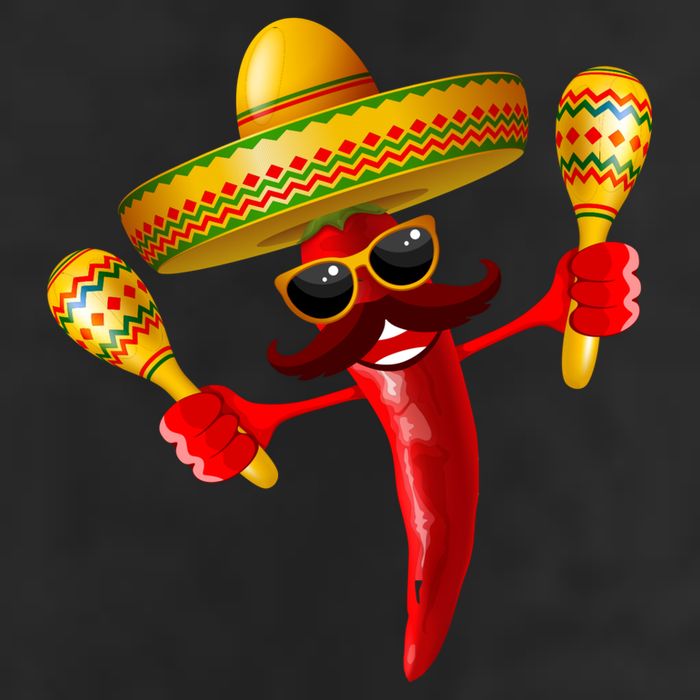Cinco De Mayo Chili Pepper Dancing Moustache Mexican 7 Panel Mesh Trucker Snapback Hat