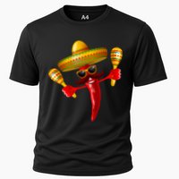 Cinco De Mayo Chili Pepper Dancing Moustache Mexican Cooling Performance Crew T-Shirt