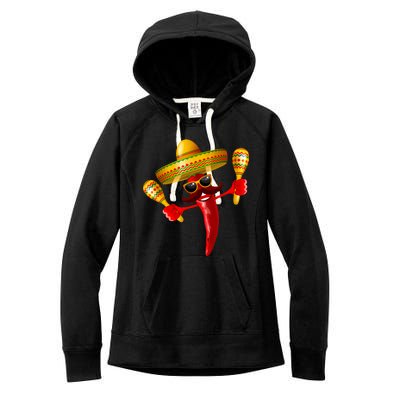 Cinco De Mayo Chili Pepper Dancing Moustache Mexican Women's Fleece Hoodie