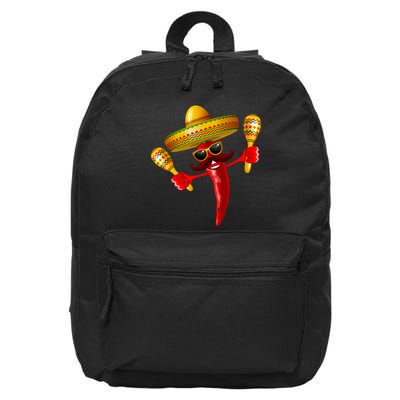 Cinco De Mayo Chili Pepper Dancing Moustache Mexican 16 in Basic Backpack