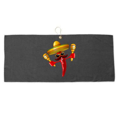 Cinco De Mayo Chili Pepper Dancing Moustache Mexican Large Microfiber Waffle Golf Towel