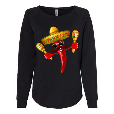 Cinco De Mayo Chili Pepper Dancing Moustache Mexican Womens California Wash Sweatshirt