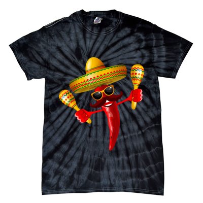 Cinco De Mayo Chili Pepper Dancing Moustache Mexican Tie-Dye T-Shirt