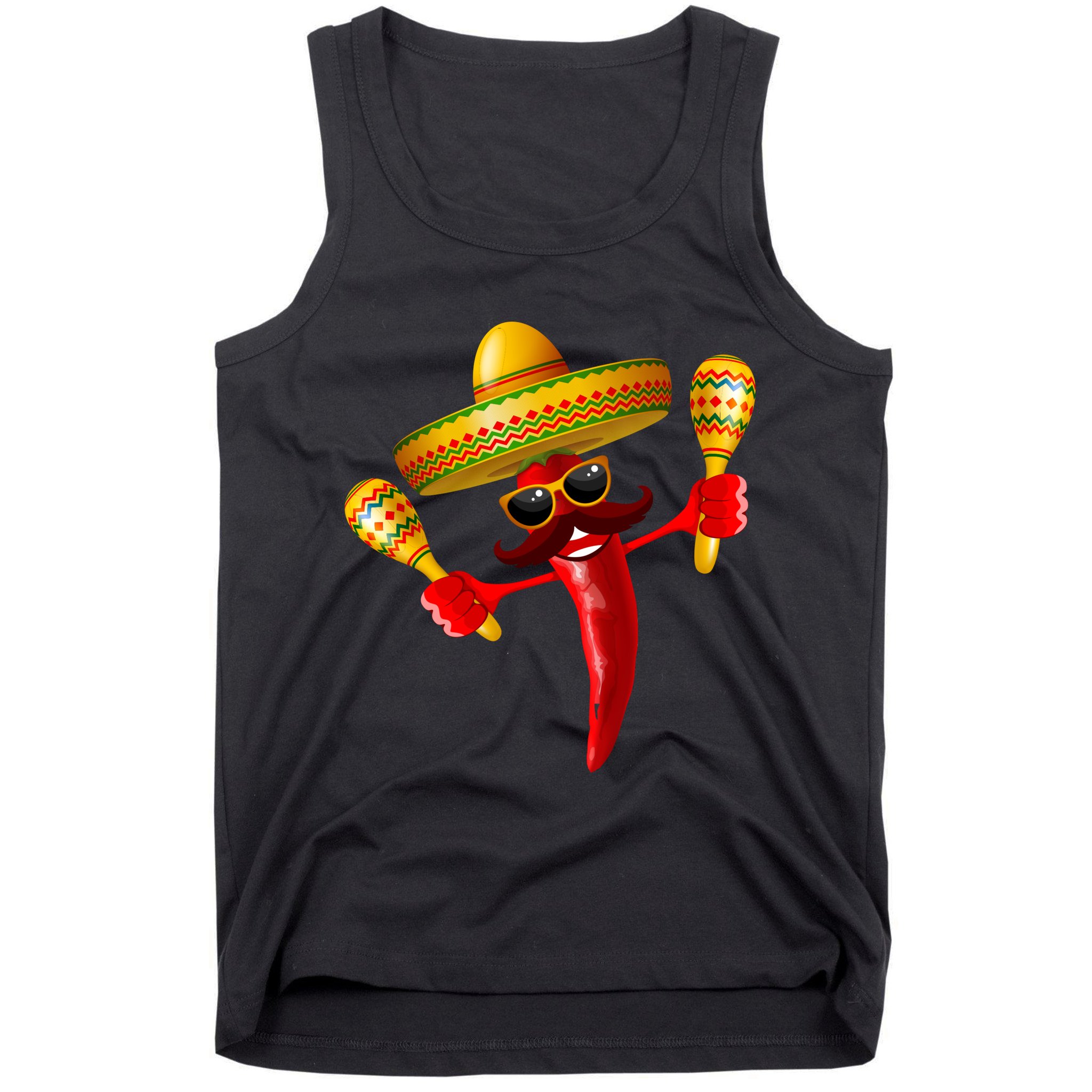 Cinco De Mayo Chili Pepper Dancing Moustache Mexican Tank Top