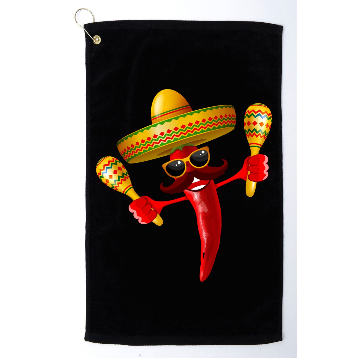 Cinco De Mayo Chili Pepper Dancing Moustache Mexican Golf Towel