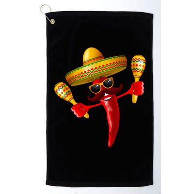 Cinco De Mayo Chili Pepper Dancing Moustache Mexican Platinum Collection Golf Towel