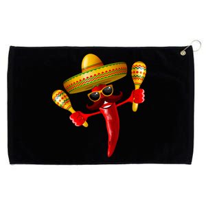 Cinco De Mayo Chili Pepper Dancing Moustache Mexican Grommeted Golf Towel