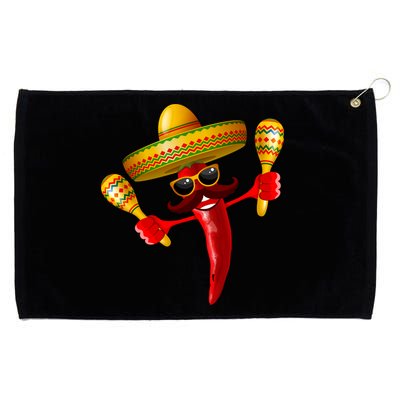 Cinco De Mayo Chili Pepper Dancing Moustache Mexican Grommeted Golf Towel