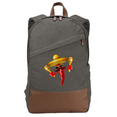 Cinco De Mayo Chili Pepper Dancing Moustache Mexican Cotton Canvas Backpack