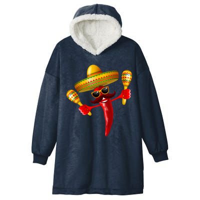 Cinco De Mayo Chili Pepper Dancing Moustache Mexican Hooded Wearable Blanket