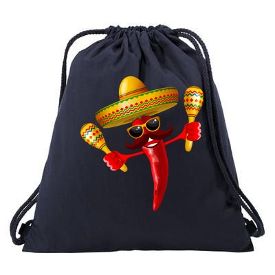 Cinco De Mayo Chili Pepper Dancing Moustache Mexican Drawstring Bag