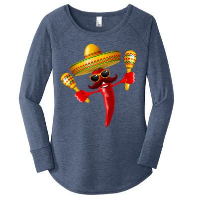 Cinco De Mayo Chili Pepper Dancing Moustache Mexican Women's Perfect Tri Tunic Long Sleeve Shirt