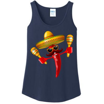 Cinco De Mayo Chili Pepper Dancing Moustache Mexican Ladies Essential Tank