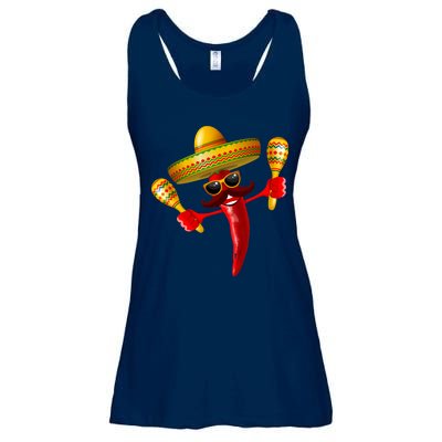 Cinco De Mayo Chili Pepper Dancing Moustache Mexican Ladies Essential Flowy Tank