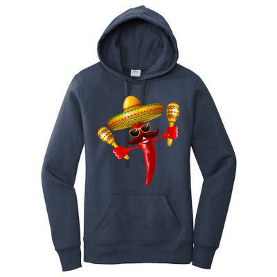 Cinco De Mayo Chili Pepper Dancing Moustache Mexican Women's Pullover Hoodie