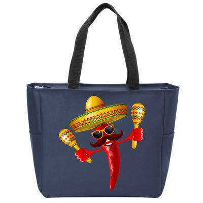 Cinco De Mayo Chili Pepper Dancing Moustache Mexican Zip Tote Bag