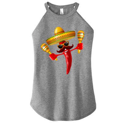 Cinco De Mayo Chili Pepper Dancing Moustache Mexican Women's Perfect Tri Rocker Tank