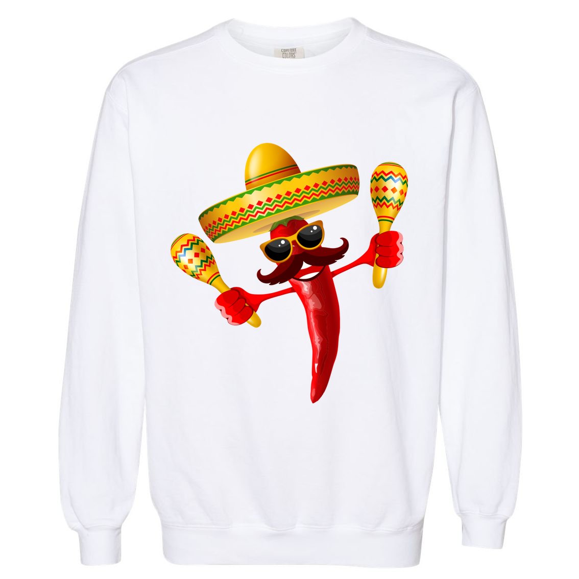 Cinco De Mayo Chili Pepper Dancing Moustache Mexican Garment-Dyed Sweatshirt