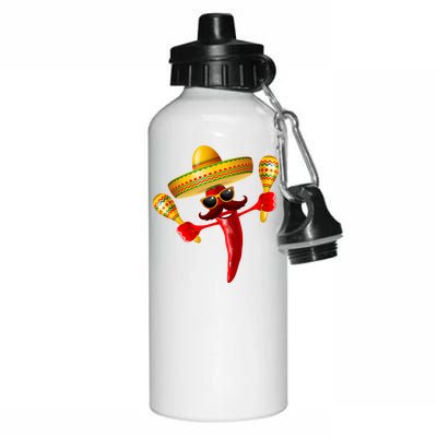 Cinco De Mayo Chili Pepper Dancing Moustache Mexican Aluminum Water Bottle