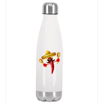 Cinco De Mayo Chili Pepper Dancing Moustache Mexican Stainless Steel Insulated Water Bottle